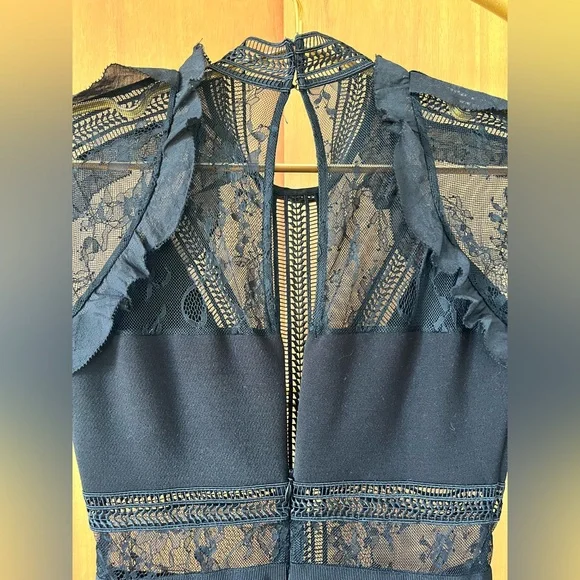 Self Portrait black lace paneled jumpsuit - Picture 3 of 7